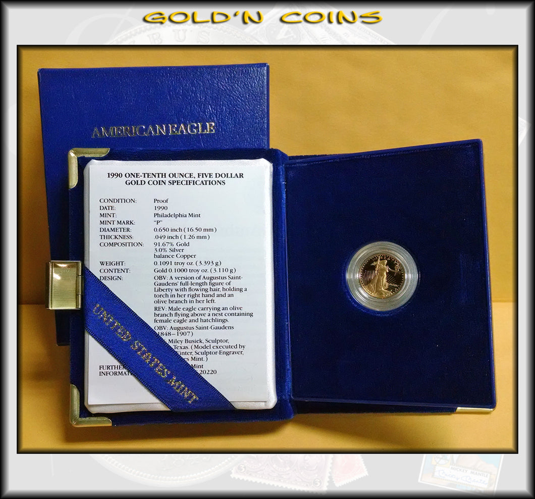 1990 Tenth Ounce Proof Gold American Eagle Original Government Packaging