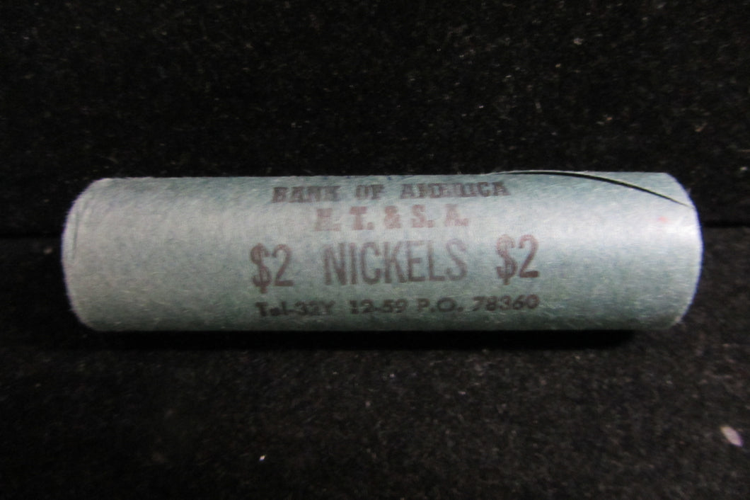 1959-D JEFFERSON NICKEL BANK WRAPPED ROLL