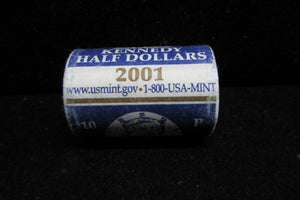 2001-P KENNEDY HALF DOLLARS IN ORIGINAL U.S. MINT ROLL