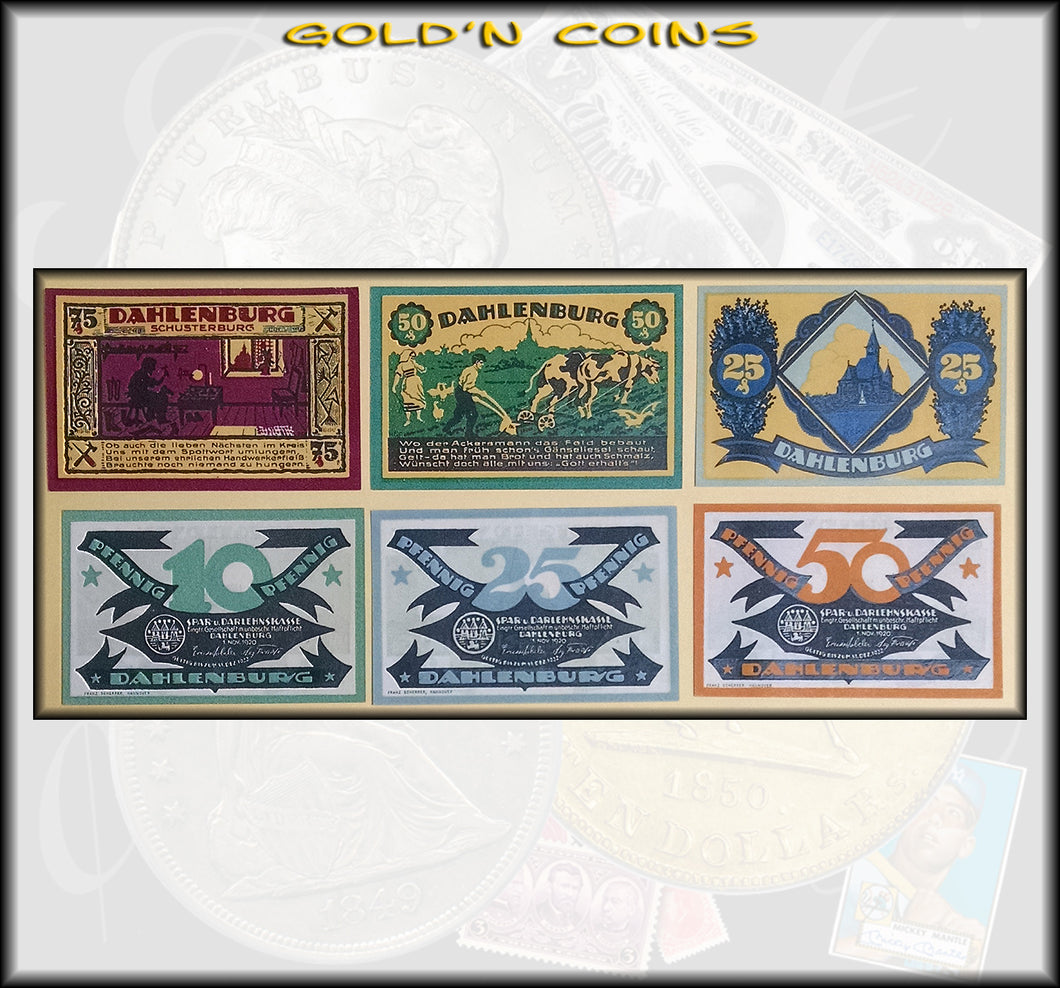 Dahlenburg 6-pc Set German Notgeld