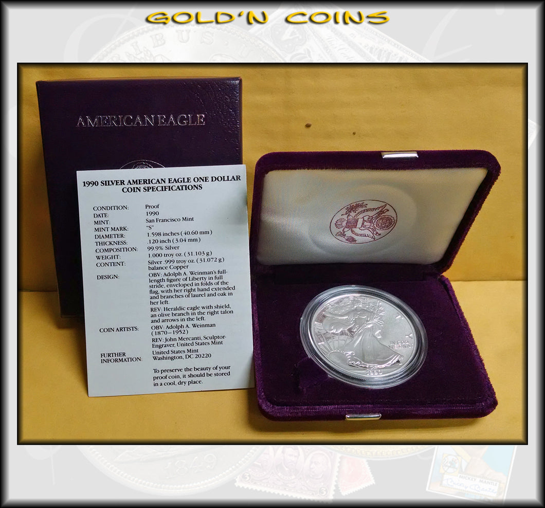 1990 Proof Silver Eagle in Original Government Packaging