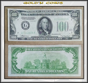 1934 United States $100 Federal Reserve Note Green Seal
